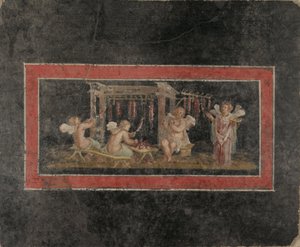 Fragment de fresque avec quatre cupidons suspendant des guirlandes - Unbekannt Unbekannt